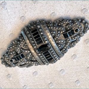 Marcacite (Faux) silver toned art deco brooch